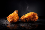 hot-spicy-fried-chicken-in-an-isolated-dark-background